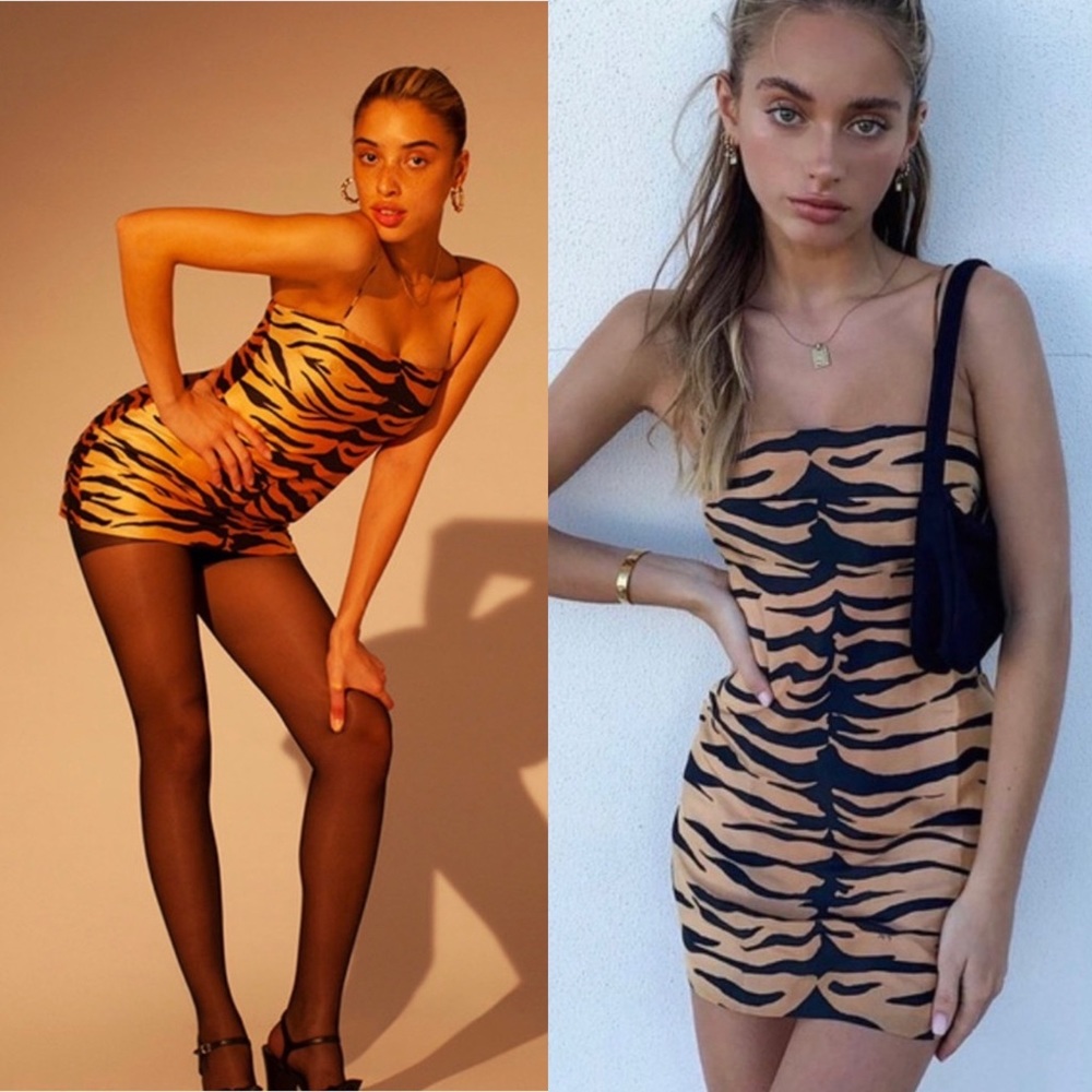 Réalisation Par The Christy Silk Mini Dress in Tiger Print